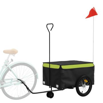 Bike Trailer Black and Green - 45 kg Iron | HipoMarket