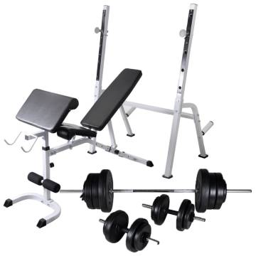 Adjustable Workout Bench & Weight Rack Set - 60.5kg