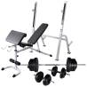 Workout Bench with Weight Rack, Barbell and Dumbbell Set 60.5kg Weight 60.5 kg 