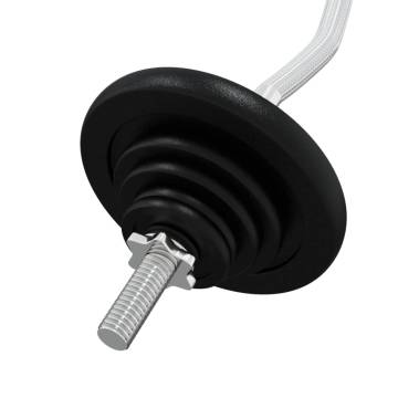 90 kg Cast Iron Barbell with Chrome Plated Steel Plates