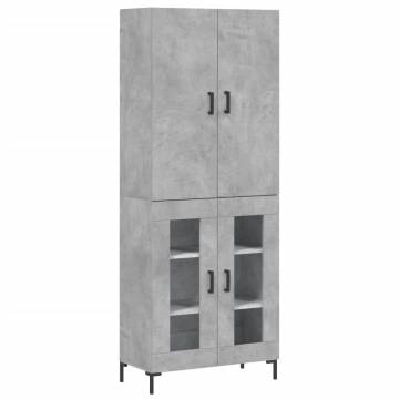 Stylish Highboard in Concrete Grey - 69.5x34x180 cm