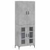 Stylish Highboard in Concrete Grey - 69.5x34x180 cm