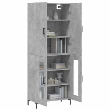 Stylish Highboard in Concrete Grey - 69.5x34x180 cm