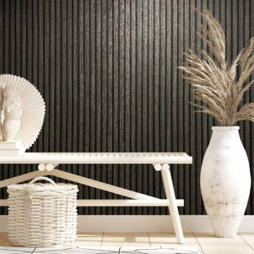 Noordwand Wallpaper Botanica Wooden Slats - Black & Grey Design