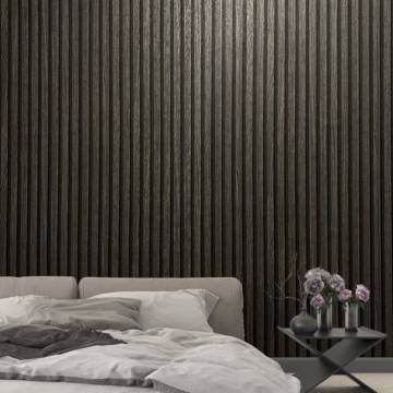 Noordwand Wallpaper Botanica Wooden Slats - Black & Grey Design