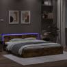 Bed Frame with Headboard and LED Smoked Oak 180x200 cm Super King Size Colour smoked oak Size 180 x 200 cm 