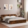 Super King Size Bed Frame with LED - Smoked Oak 180x200 cm