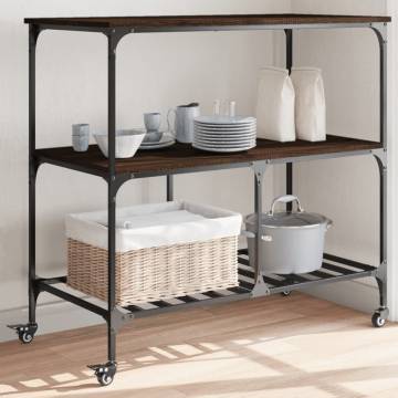 Kitchen Trolley Brown Oak - Durable & Versatile Storage