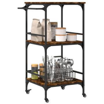 Vintage Kitchen Trolley in Smoked Oak | 60.5x50x105 cm