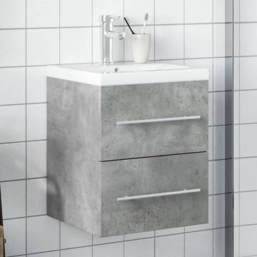 Stylish Concrete Grey Bathroom Sink Cabinet with Basin