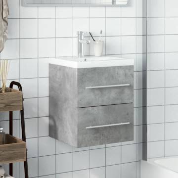 Stylish Concrete Grey Bathroom Sink Cabinet with Basin