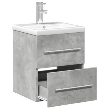 Stylish Concrete Grey Bathroom Sink Cabinet with Basin