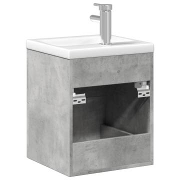 Stylish Concrete Grey Bathroom Sink Cabinet with Basin