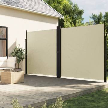 Retractable Side Awning Cream 220x1000 cm - Privacy & Style