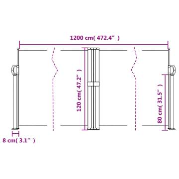 Retractable Side Awning Black - 120x1200 cm | HipoMarket