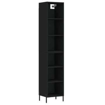 Stylish Highboard in Black - 34.5x32.5x180 cm