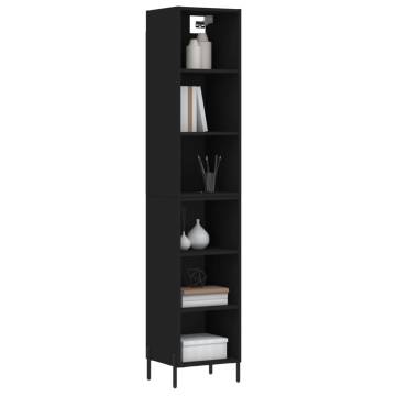 Stylish Highboard in Black - 34.5x32.5x180 cm