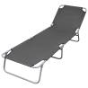 Foldable Sunlounger with Adjustable Backrest Grey Colour grey Quantity in Package 1 