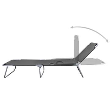 Foldable Sunlounger with Adjustable Backrest - Grey | Hipo Market