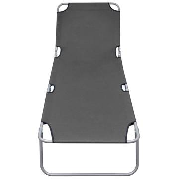 Foldable Sunlounger with Adjustable Backrest - Grey | Hipo Market