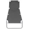 Foldable Sunlounger with Adjustable Backrest - Grey | Hipo Market