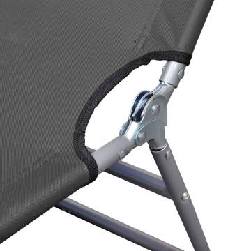 Foldable Sunlounger with Adjustable Backrest - Grey | Hipo Market