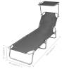 Foldable Sunlounger with Adjustable Backrest - Grey | Hipo Market