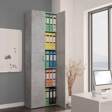 Elegant Concrete Grey Office Cabinet - 60x32x190 cm