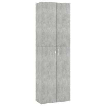 Elegant Concrete Grey Office Cabinet - 60x32x190 cm