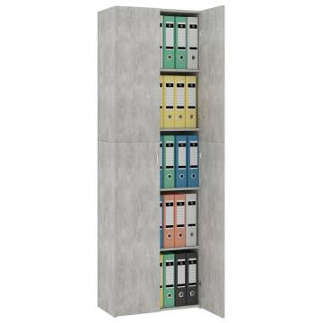 Elegant Concrete Grey Office Cabinet - 60x32x190 cm