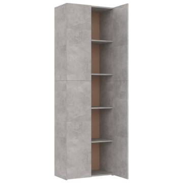 Elegant Concrete Grey Office Cabinet - 60x32x190 cm