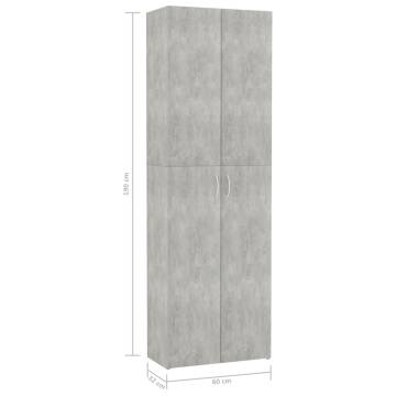 Elegant Concrete Grey Office Cabinet - 60x32x190 cm