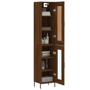 Stylish Highboard Brown Oak - 34.5x34x180 cm | HipoMarket