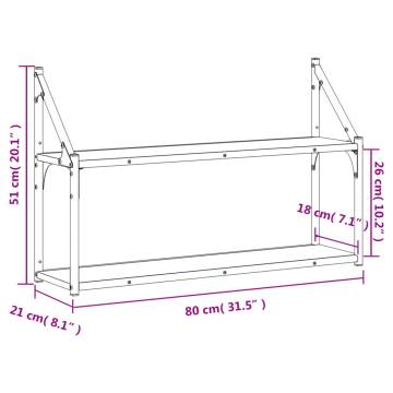 2-Tier Wall Shelf Grey Sonoma - Space-Saving Storage Solution