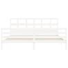 White Super King Size Bed Frame with Headboard - Solid Wood