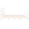 White Super King Size Bed Frame with Headboard - Solid Wood