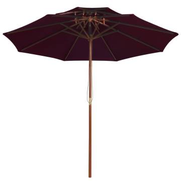 Double Decker Parasol with Wooden Pole - Bordeaux Red 270cm