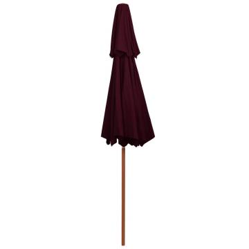 Double Decker Parasol with Wooden Pole - Bordeaux Red 270cm