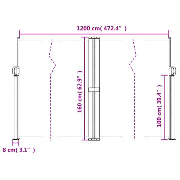 Retractable Side Awning Black 160x1200 cm - Enhance Your Outdoor Space