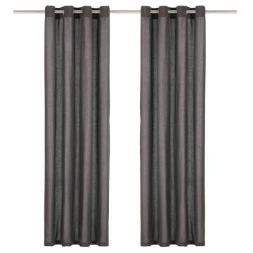 Elegant Anthracite Curtains with Metal Rings - 140x245 cm