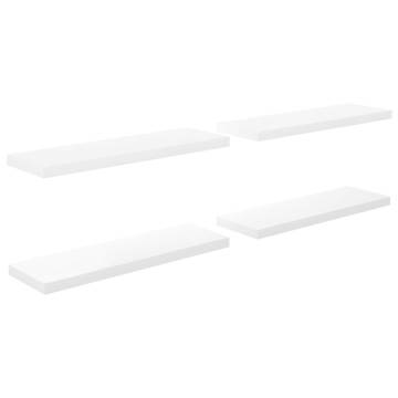 Stylish Floating Wall Shelves - High Gloss White - 4 Pcs