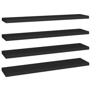 Stylish Floating Wall Shelves - 4 pcs Black MDF | Hipomarket UK