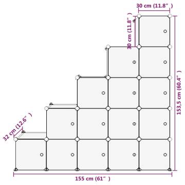 Storage Cube Organiser - 15 Modular Cubes with Doors | HipoMarket