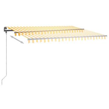 Manual Retractable Awning with LED - Yellow & White 450x350cm