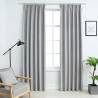 Elegant Grey Blackout Curtains with Hooks - 140x225 cm