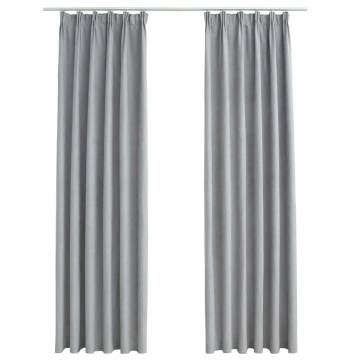 Elegant Grey Blackout Curtains with Hooks - 140x225 cm