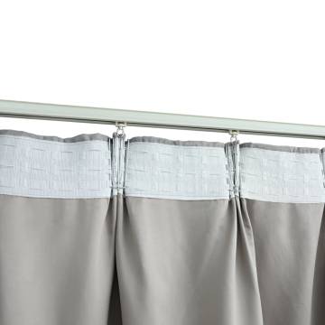 Elegant Grey Blackout Curtains with Hooks - 140x225 cm