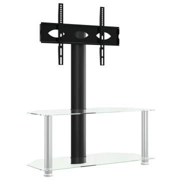 Corner TV Stand for 32-70 Inch TVs - Black & Silver Design