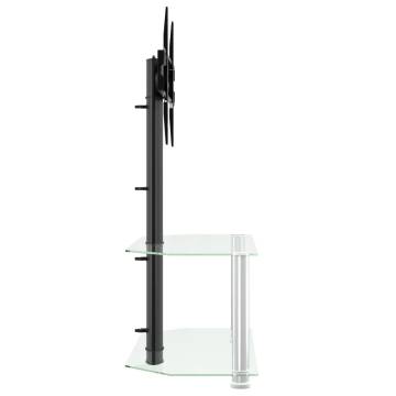 Corner TV Stand for 32-70 Inch TVs - Black & Silver Design