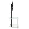 Corner TV Stand for 32-70 Inch TVs - Black & Silver Design